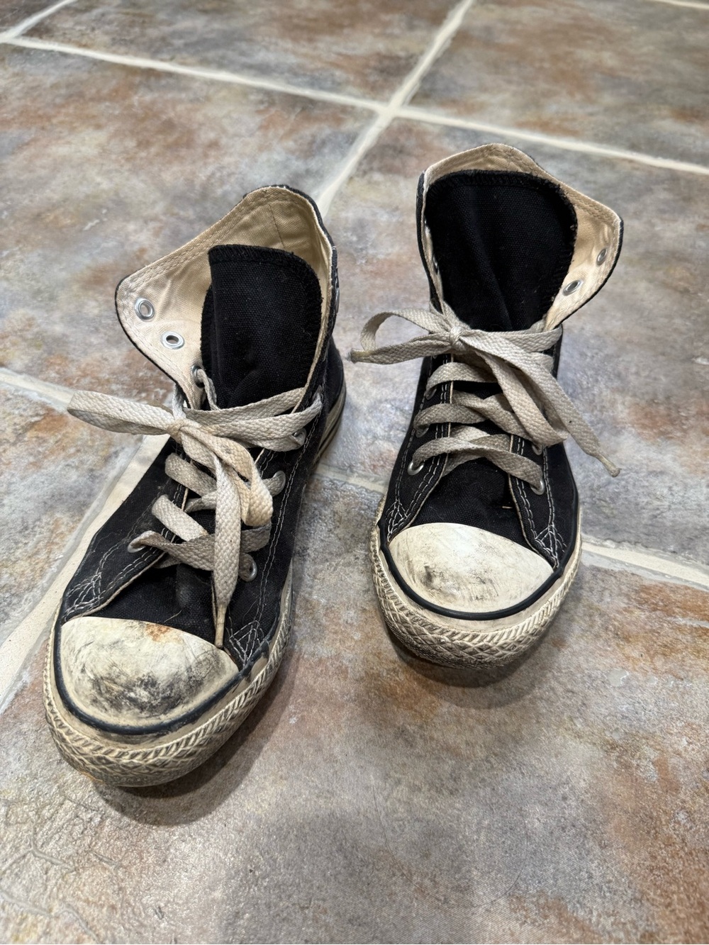 Well Worn Converse Chuck Taylor Black & White High Top